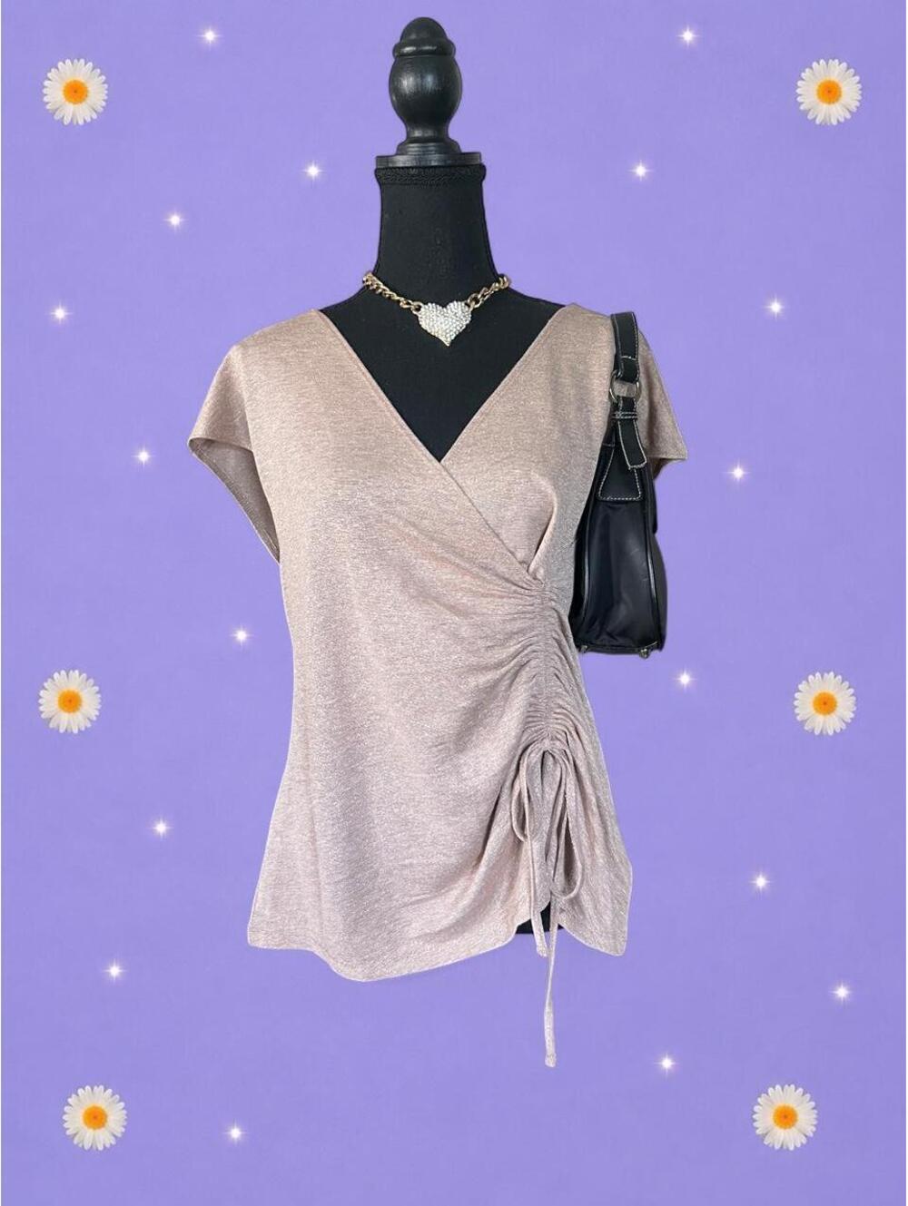 Vintage Y2K Rylee Moon Metallic Ruched Going Out Top Shimmer Size Medium